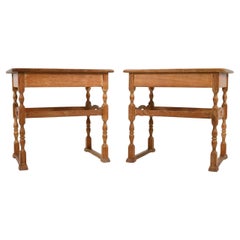 Vintage Pair Of Danish Modern Oak Side Tables Attributed to Henning Kjærnulf