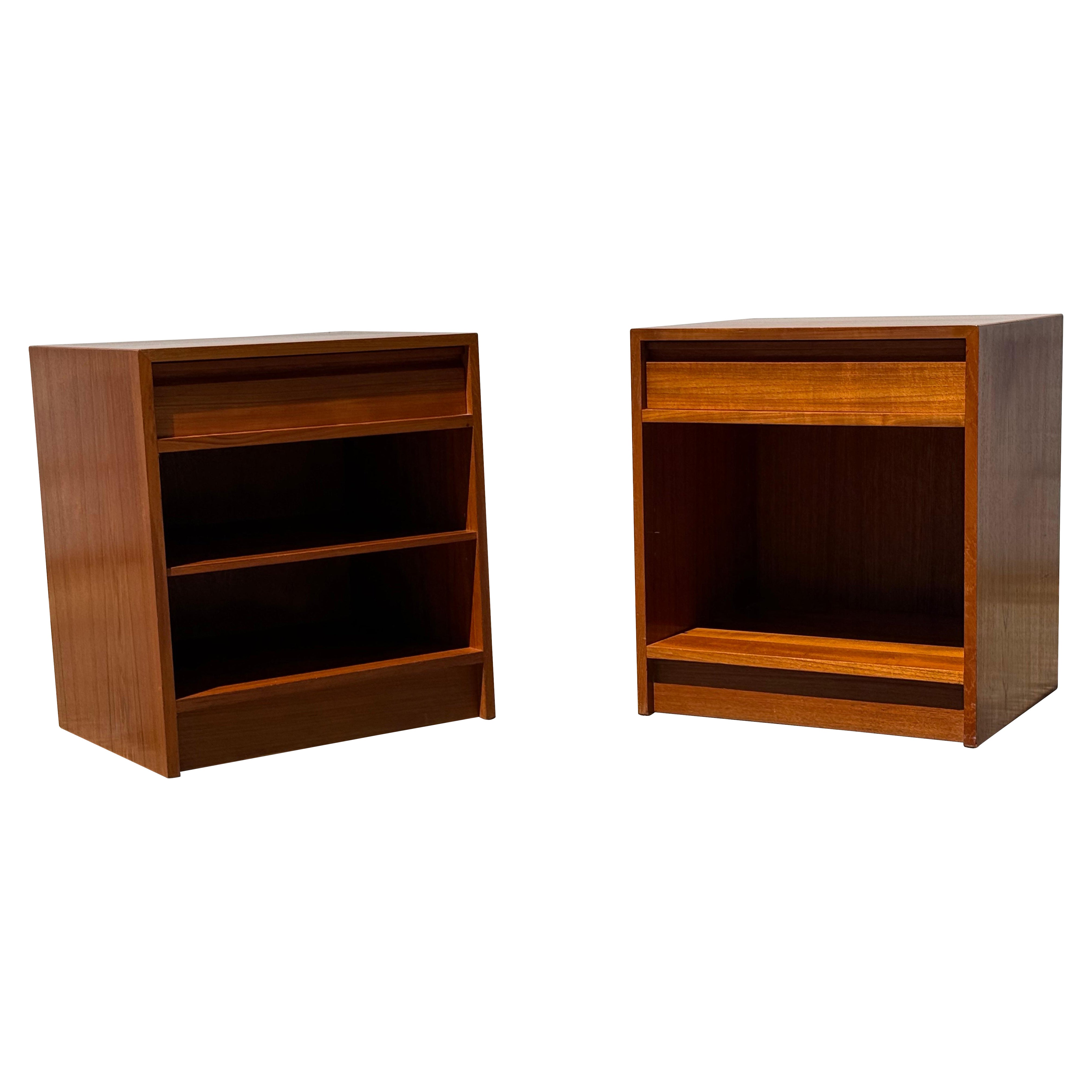Pair of Mid-Century Danish Modern Teak Nightstands, One Drawer, 1970s