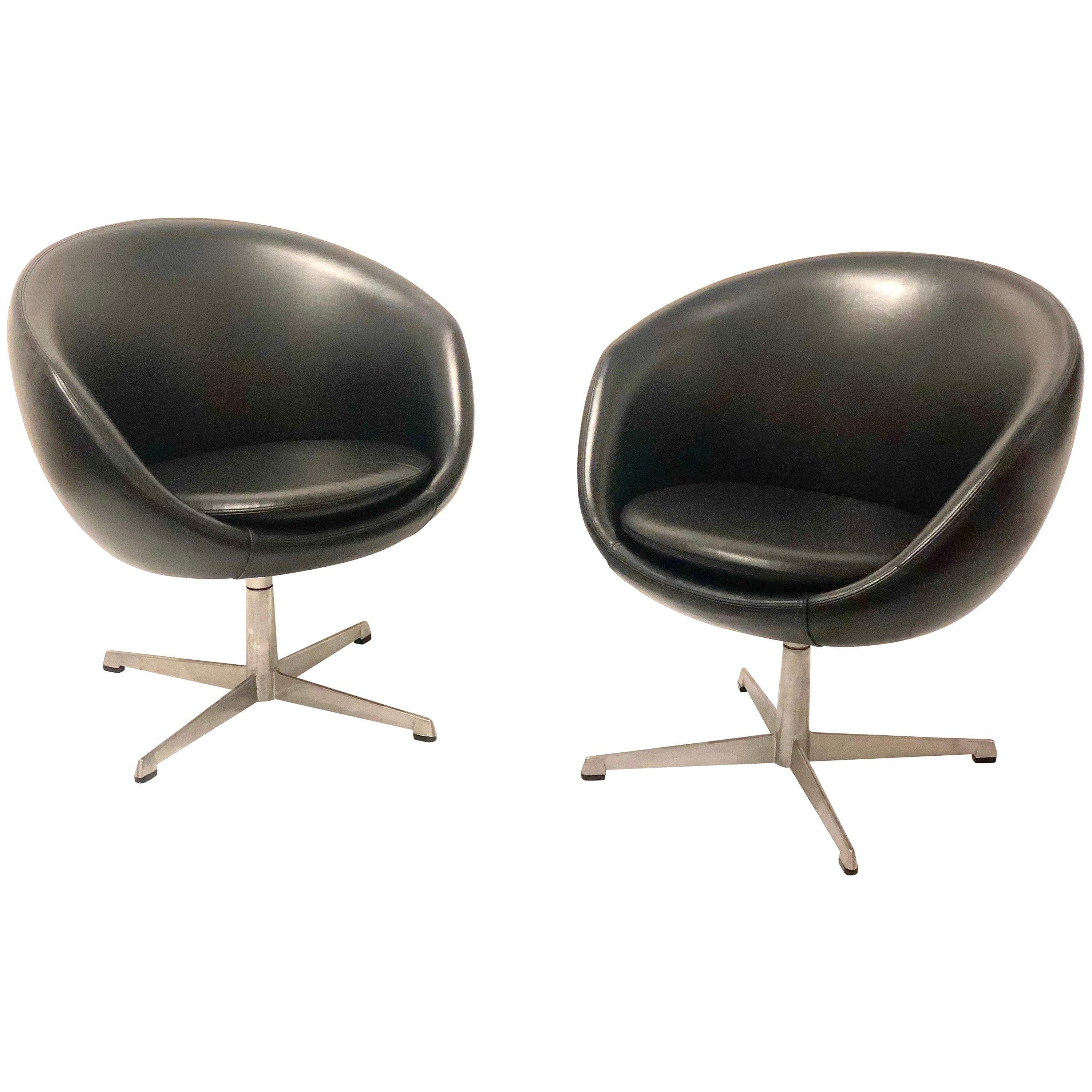 Pair of Danish Modern Petite Swivel Chairs by Overman