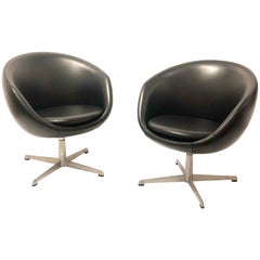 Vintage Pair of Danish Modern Petite Swivel Chairs by Overman