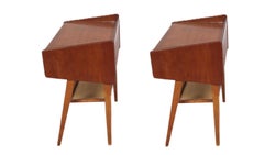 Pair of Danish Modern Petite teak nightstands with single drawer