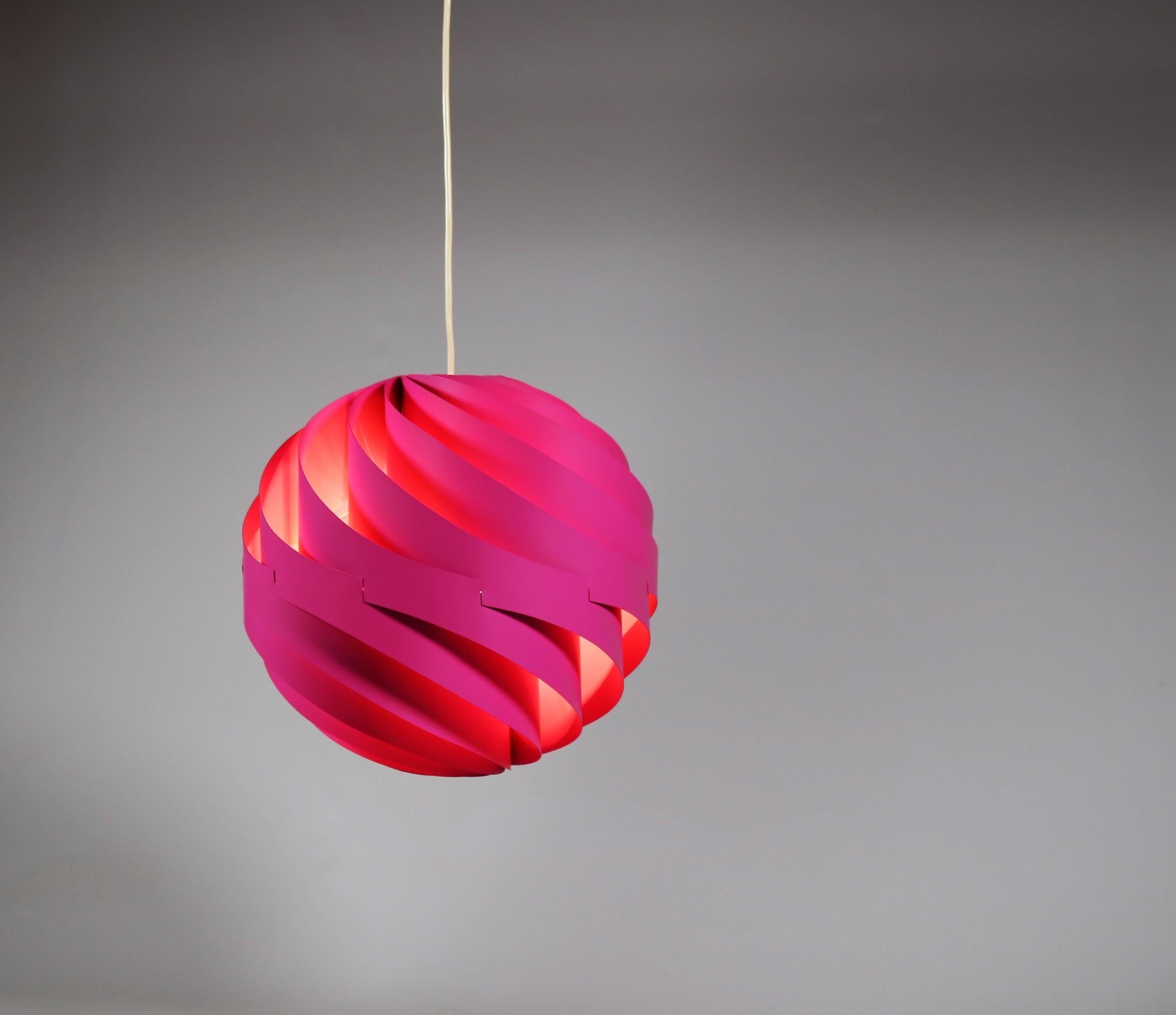 Lacquered Pair of Danish Modern Pink Pendants Model Turbo 1 by Louis Weisdorf for Lyfa