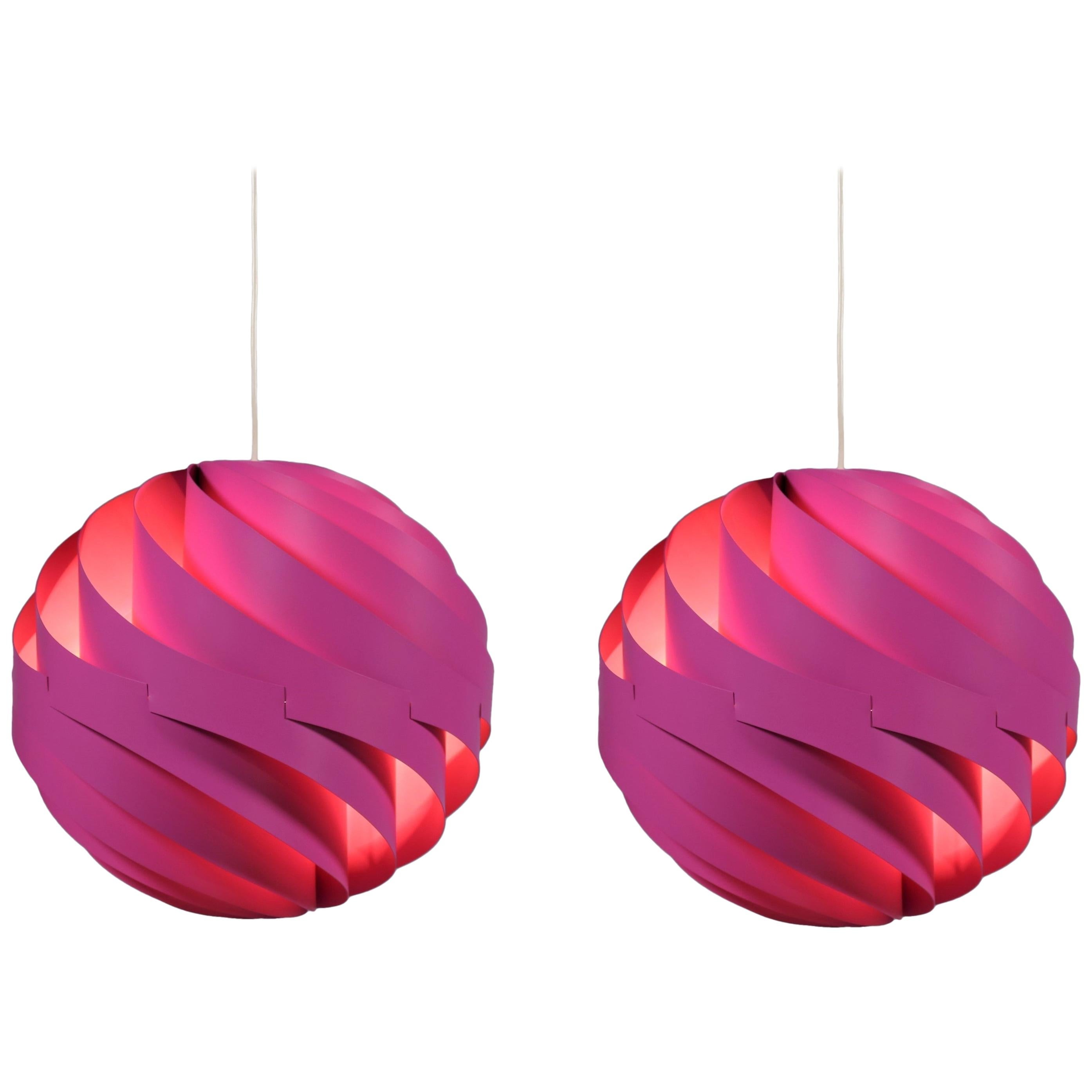 Pair of Danish Modern Pink Pendants Model Turbo 1 by Louis Weisdorf for Lyfa