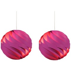 Pair of Danish Modern Pink Pendants Model Turbo 1 by Louis Weisdorf for Lyfa