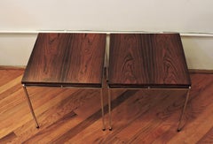 Pair of Danish Modern Rosewood and Chrome End Tables by Knud Joos