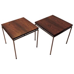 Pair of Danish Modern Rosewood and Chrome End Tables by Knud Joos