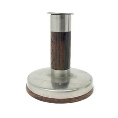 Pair of Danish Modern Rosewood and Stainless Steel Candlesticks by Lundtofte