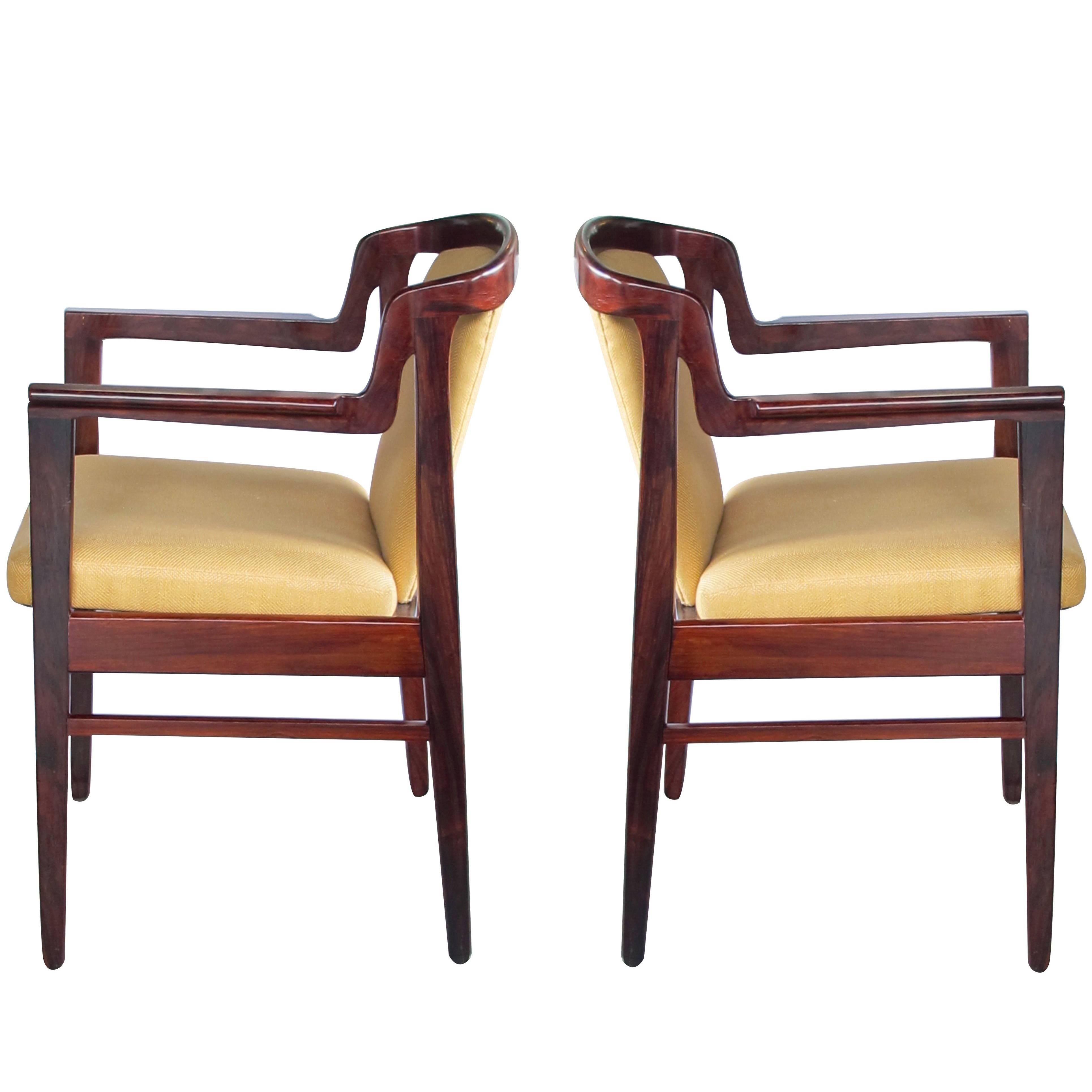Pair of Danish Modern Rosewood Arm Chairs in the Manner of Kai Kristiansen