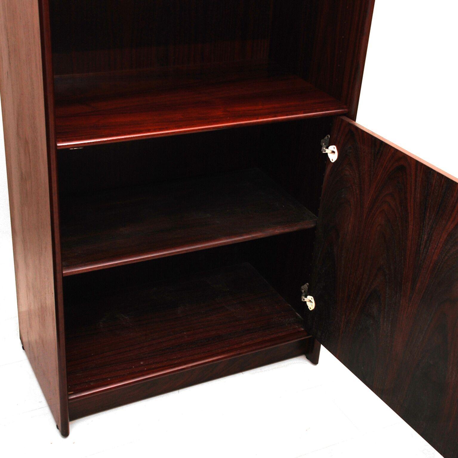 Mid-20th Century Pair of Danish Modern Rosewood Bookcases with Doors, Denmark, 1960s