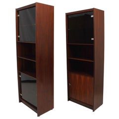 Pair of Danish Modern Rosewood Bookcases with Doors, Denmark, 1960s