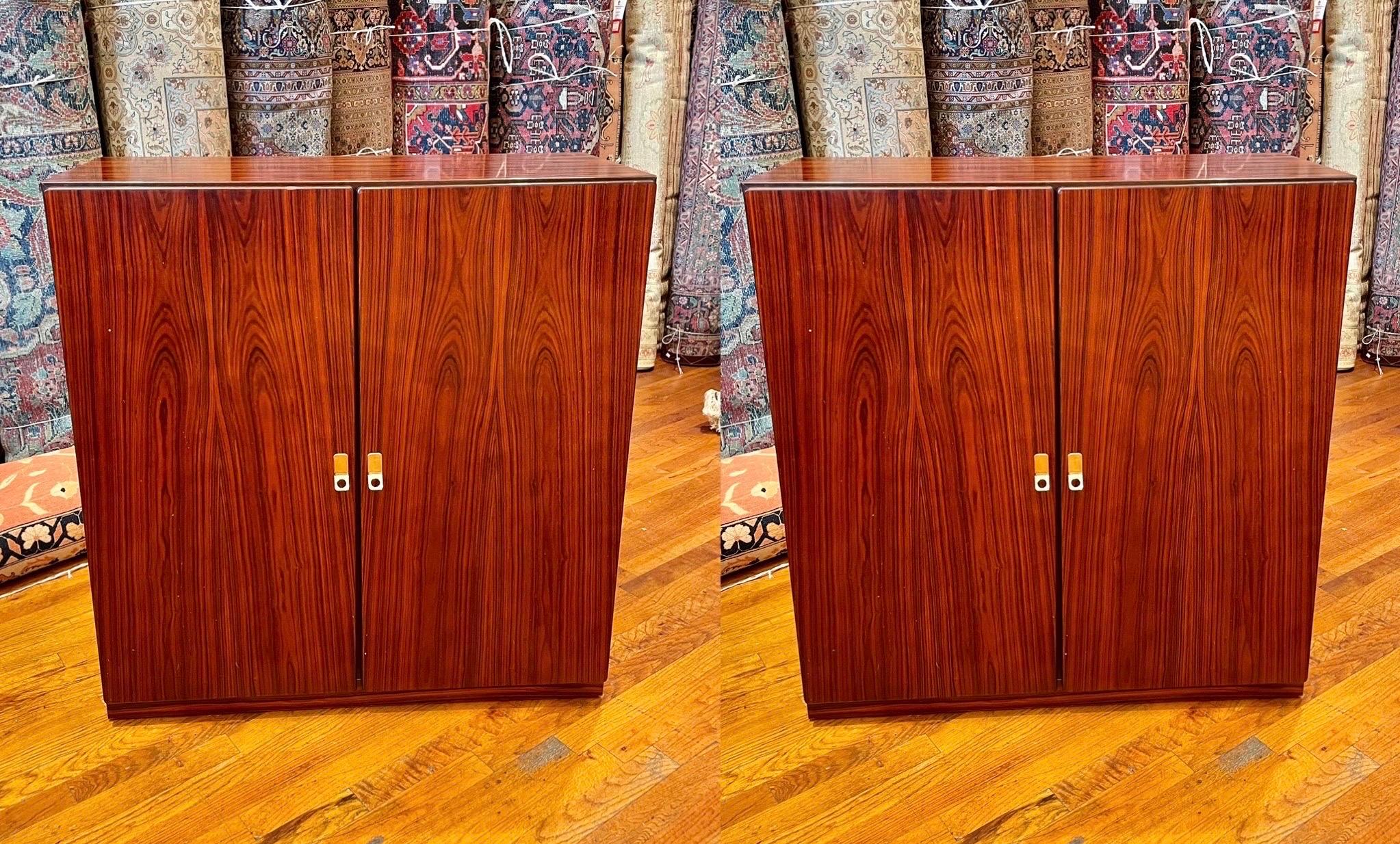 Scandinavian Modern Pair of Danish Modern Rosewood Cabinets by Brouer Furniture For Sale