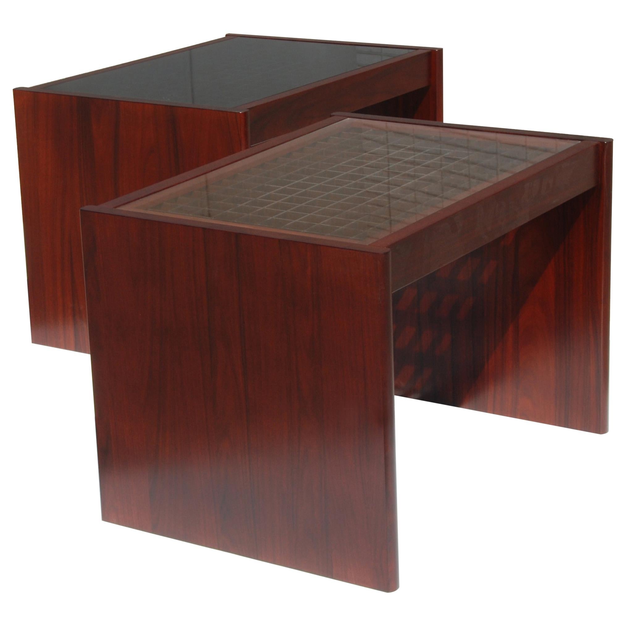 Pair of Danish Modern Rosewood End Tables by Komfort For Sale