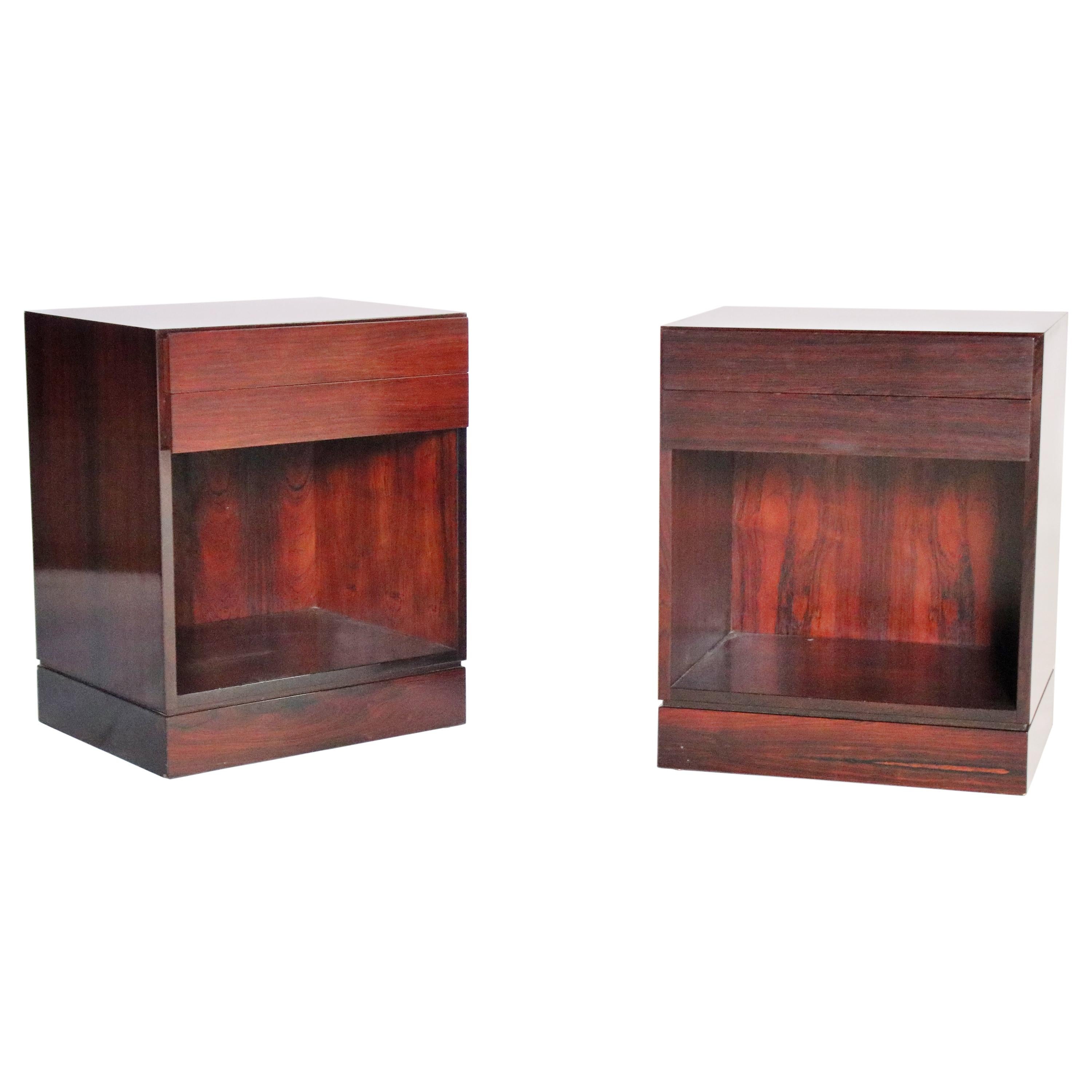 Pair of Danish Modern Rosewood Nightstands