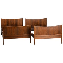 Pair of Danish Modern Rosewood Single Bed Frames by Illums Bolighus