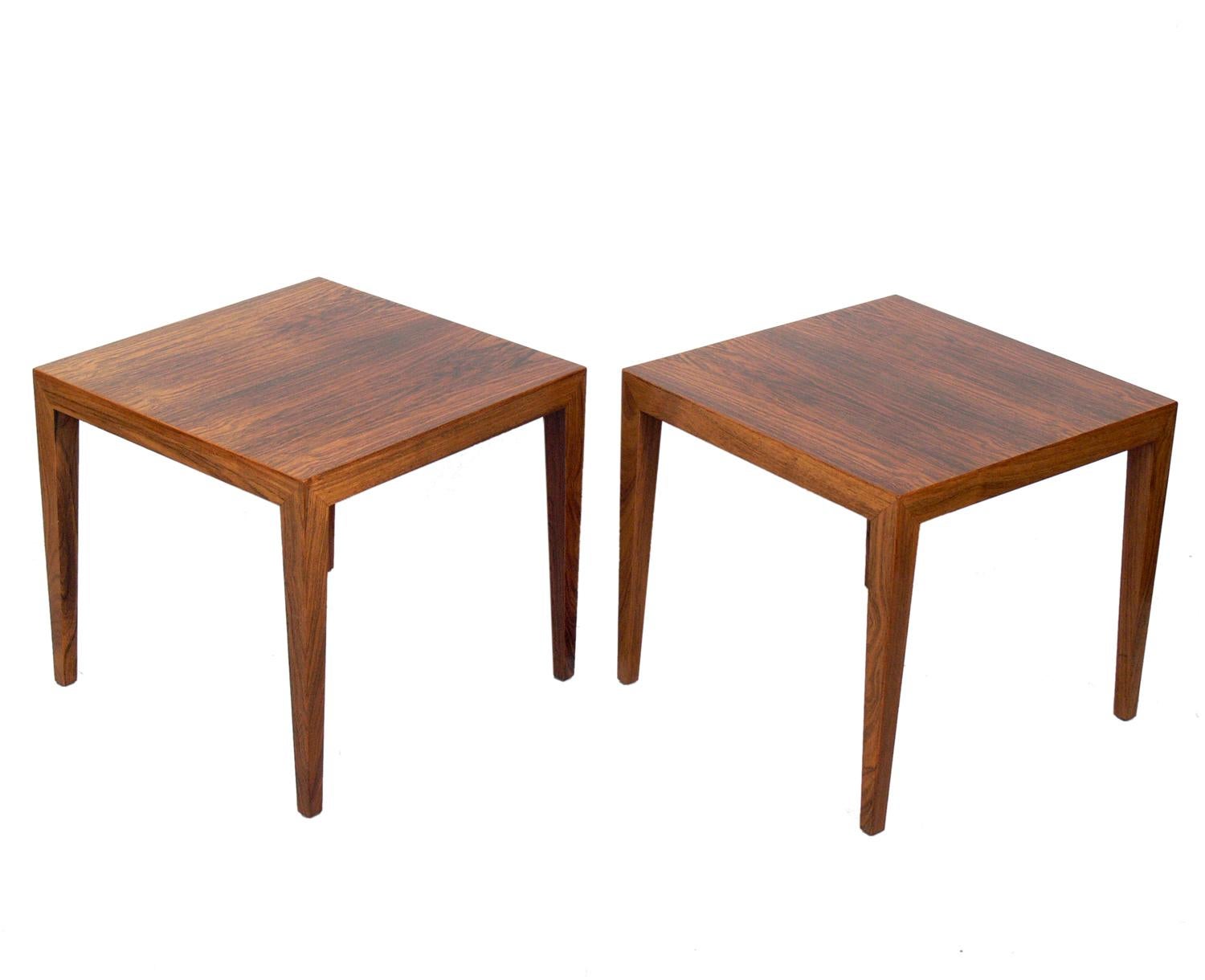 Mid-Century Modern Pair of Danish Modern Rosewood Tables by Severin Hansen