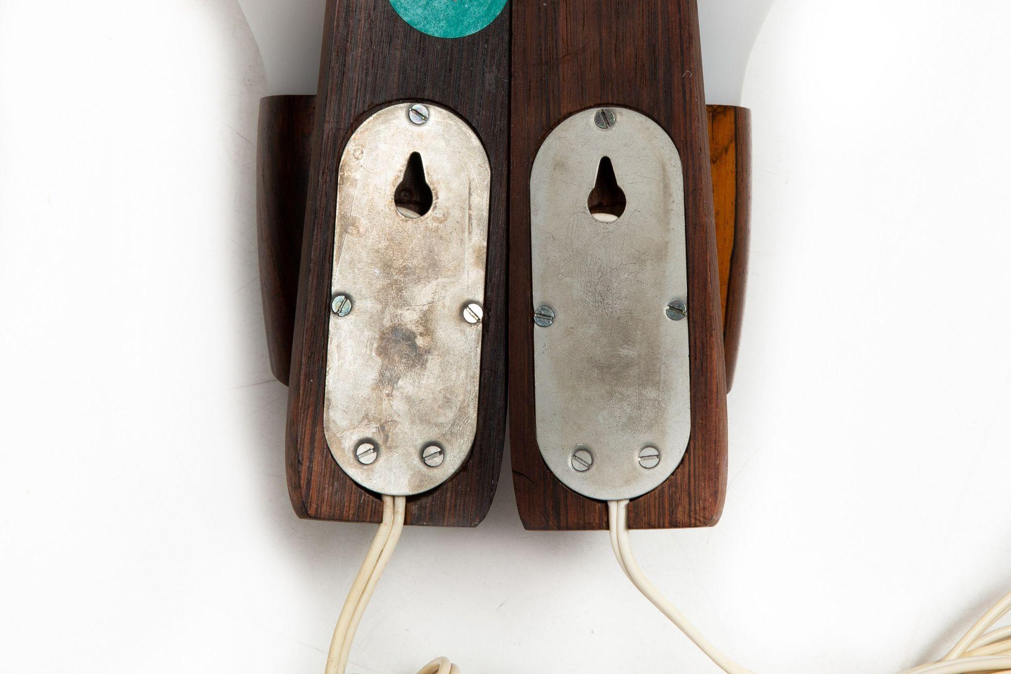 Pair of Danish Modern Rosewood Wall Sconces by Vitrika circa 1970s For Sale 3