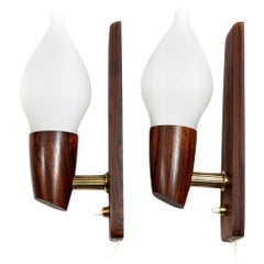 Used Pair of Danish Modern Rosewood Wall Sconces by Vitrika circa 1970s