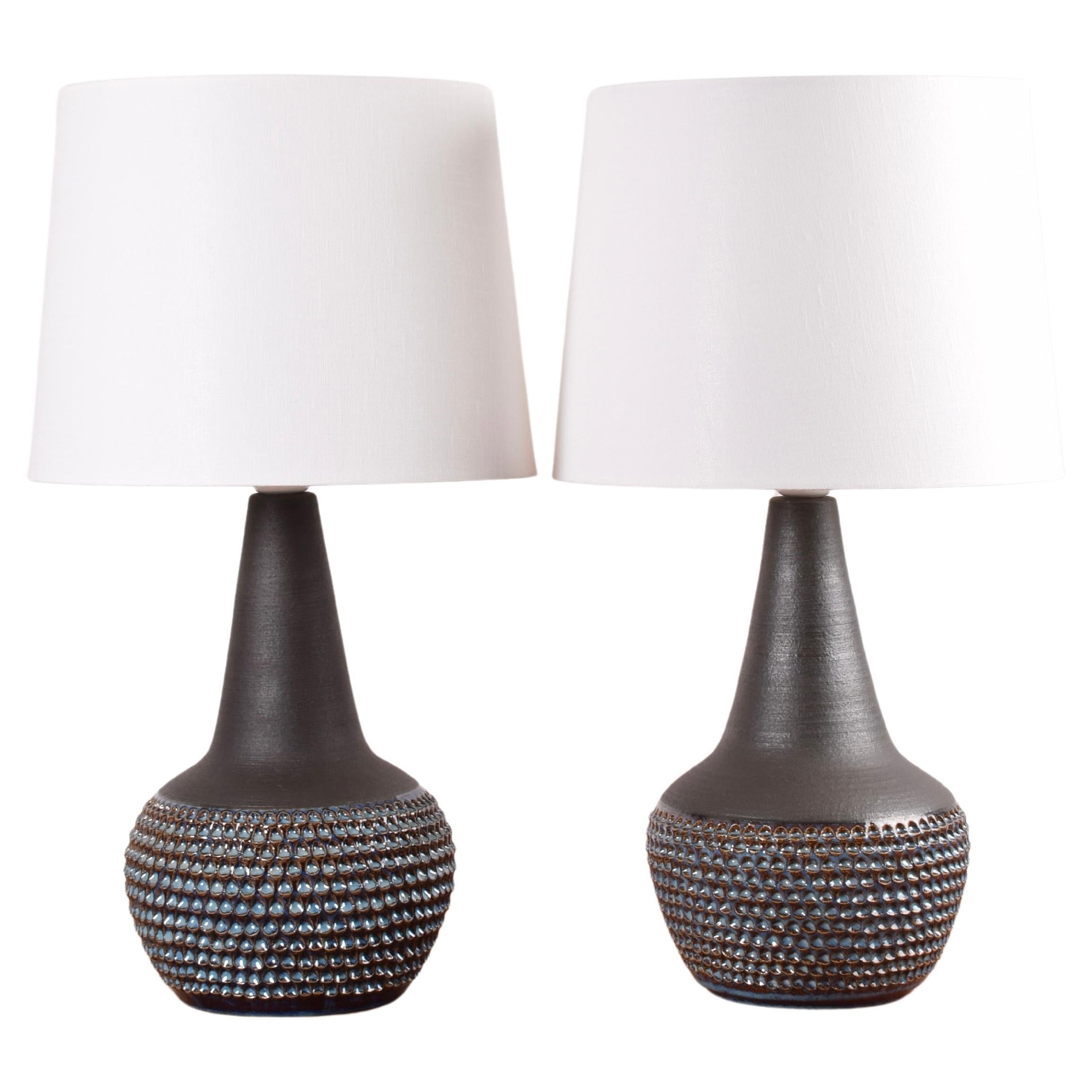 Pair of Danish Modern Søholm Blue Ceramic Table Lamps by Einar Johansen, 1960s
