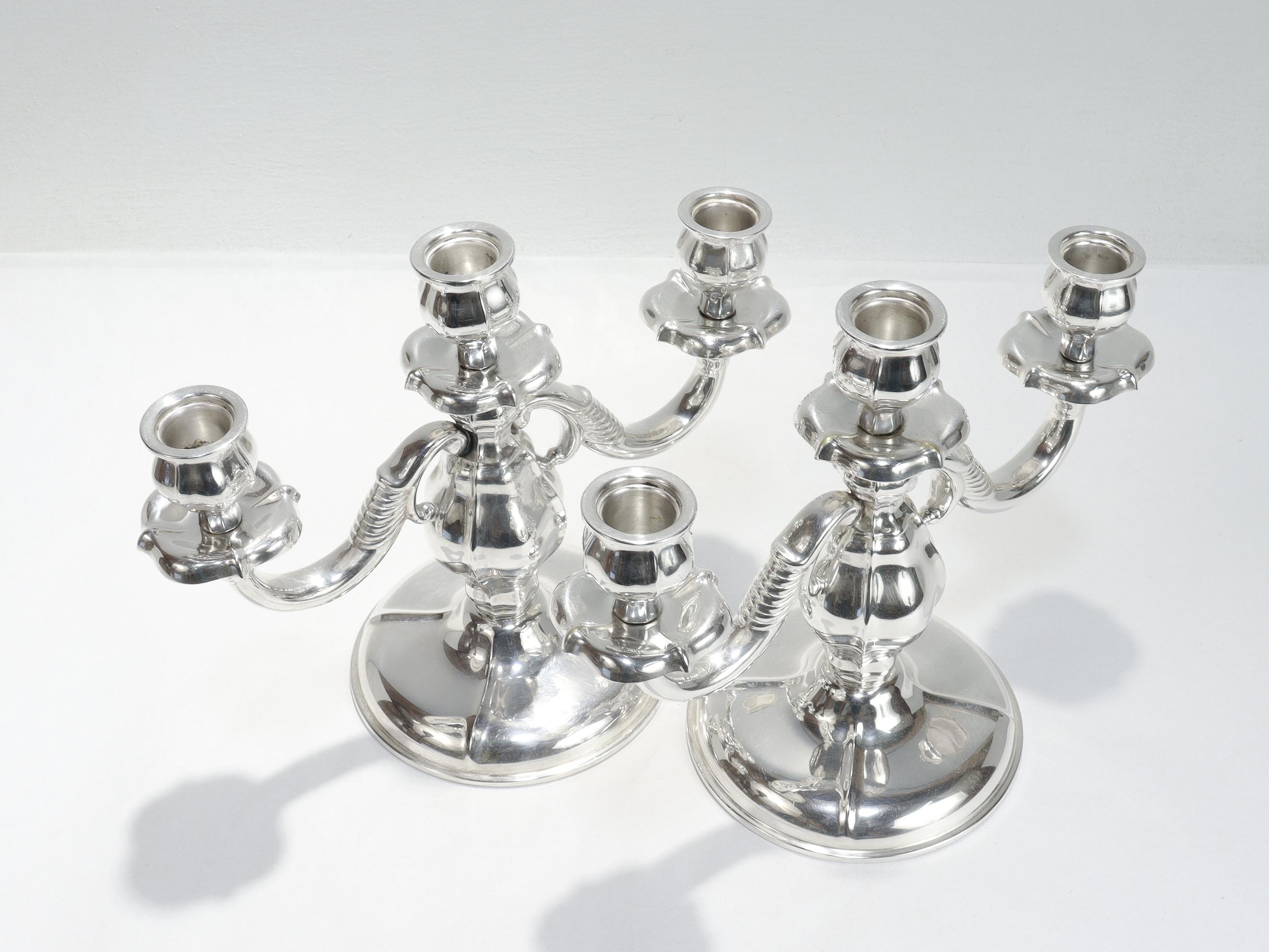 Paire de candélabres/bougeoirs danois modernes en métal argenté de Carl Christiansen en vente 12
