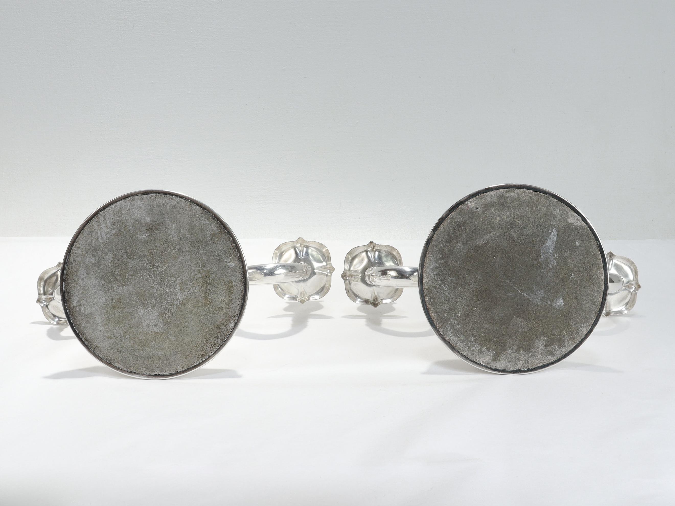 Paire de candélabres/bougeoirs danois modernes en métal argenté de Carl Christiansen en vente 13