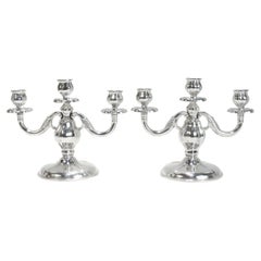 Pair of Danish Modern Silver-Plated Candelabra/Candlesticks by Carl Christiansen