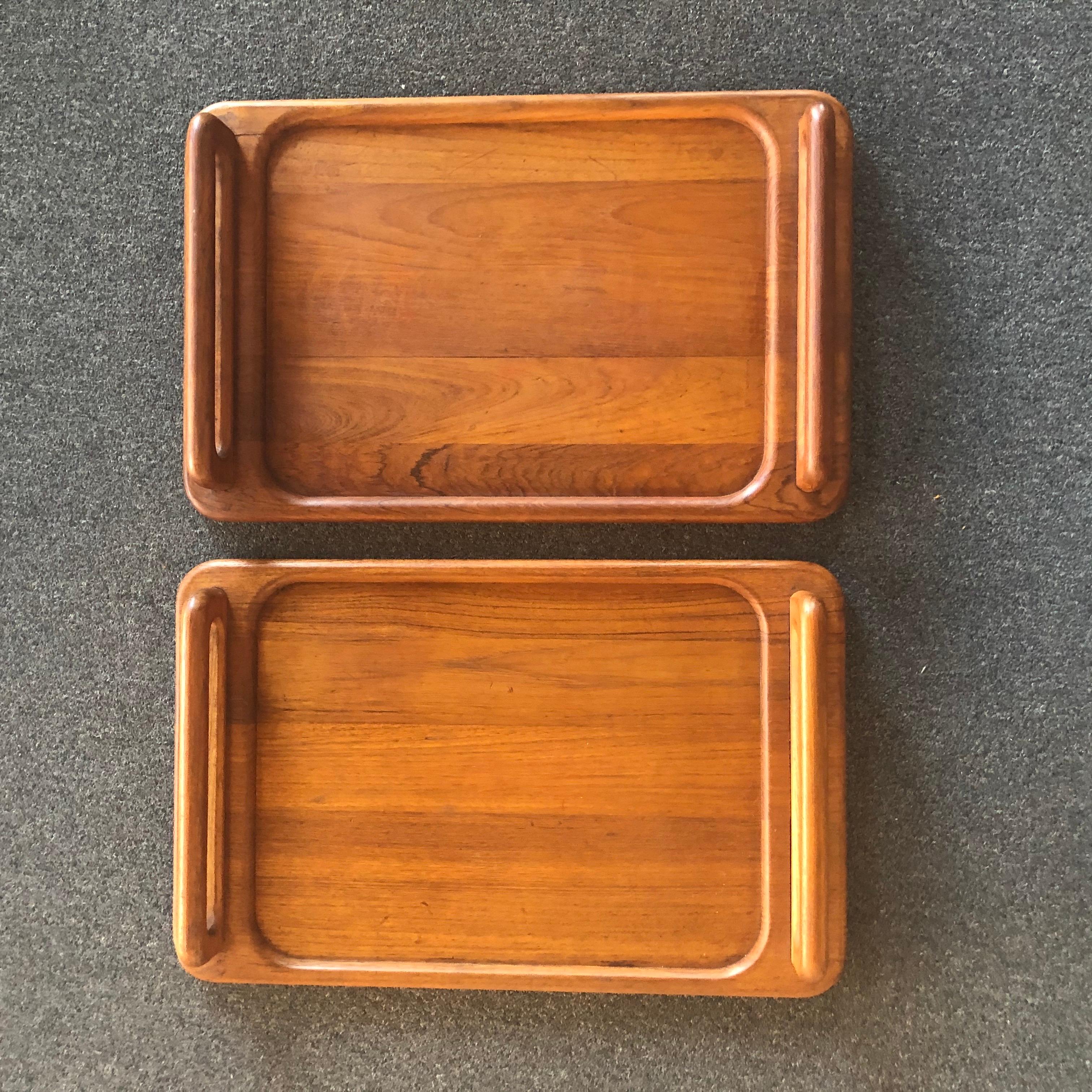 Scandinavian Modern Pair of Danish Modern Solid Teak Folding TV Trays / Tables