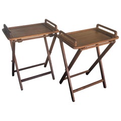 Pair of Danish Modern Solid Teak Folding TV Trays / Tables