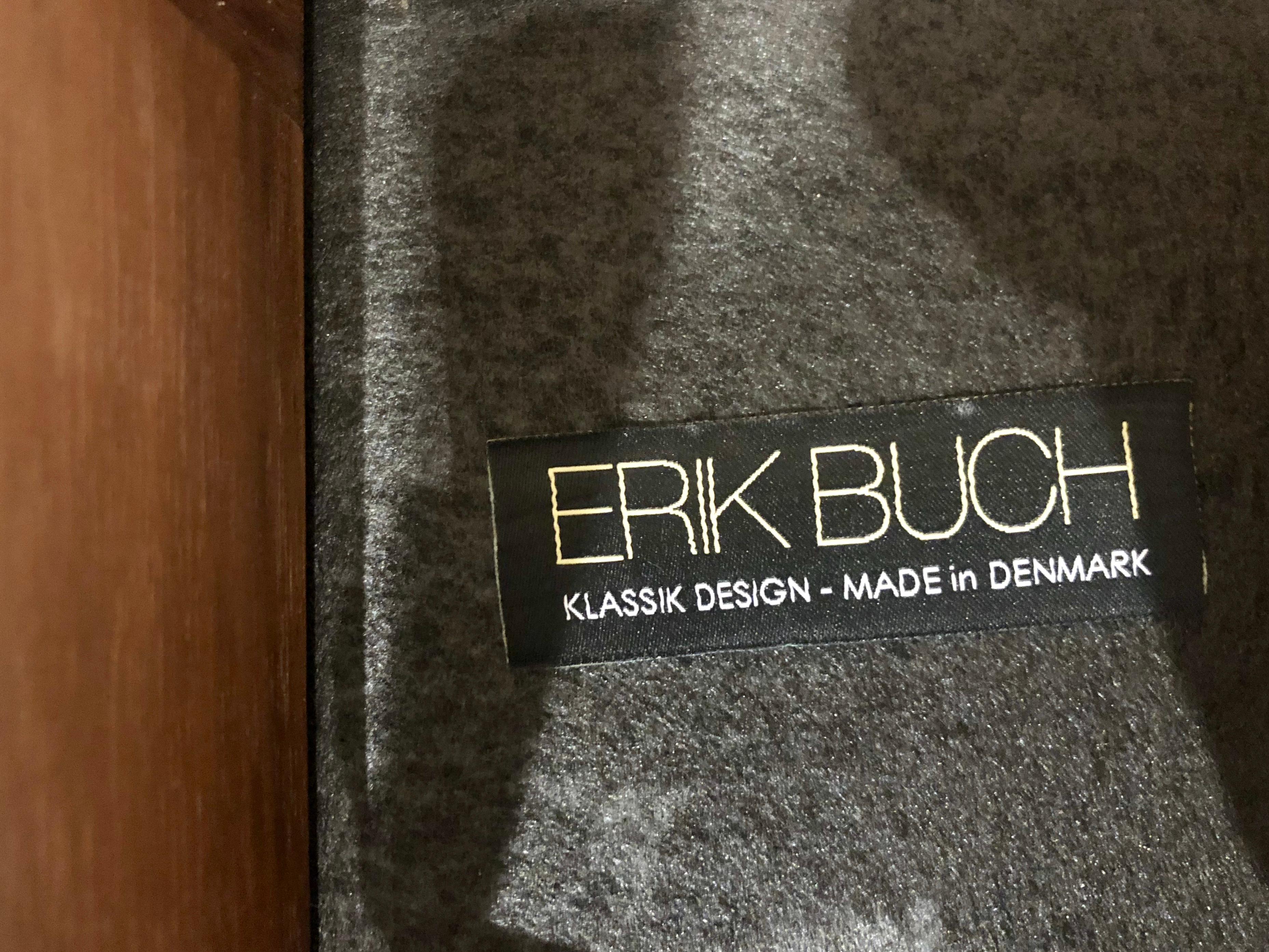 Contemporary Pair of Danish Modern Solid Walnut Barstools on Walnut & Leather by Erik Buch