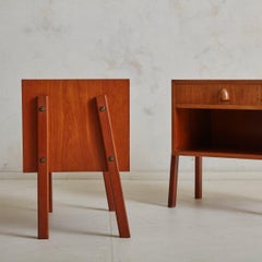 Pair of Danish Modern Solid Wood Nightstands, Denmark Mid 20th Century