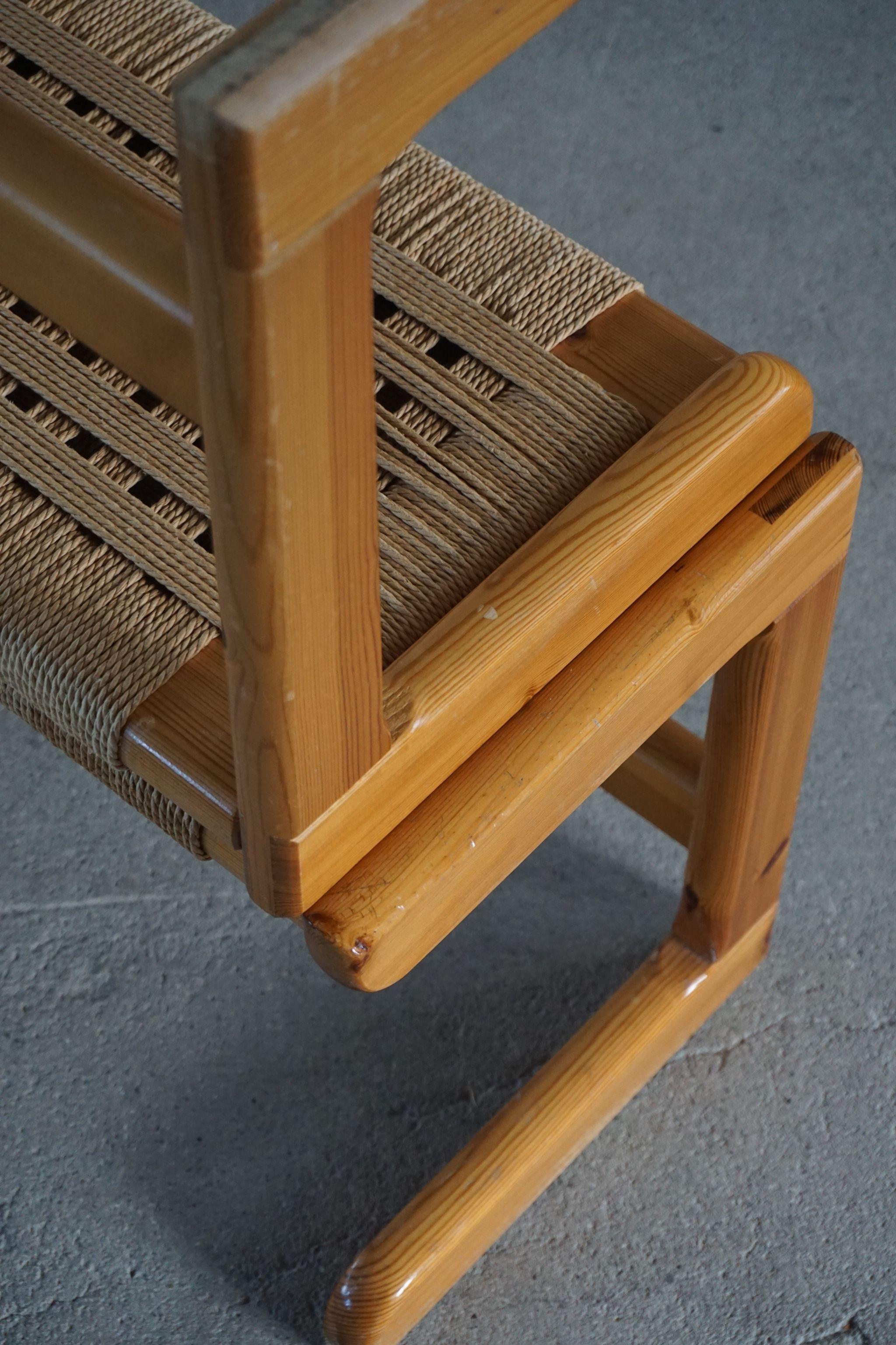 Pair of Danish Modern Stools in Paper Cord and Solid Pine, 1970s In Good Condition In Odense, DK