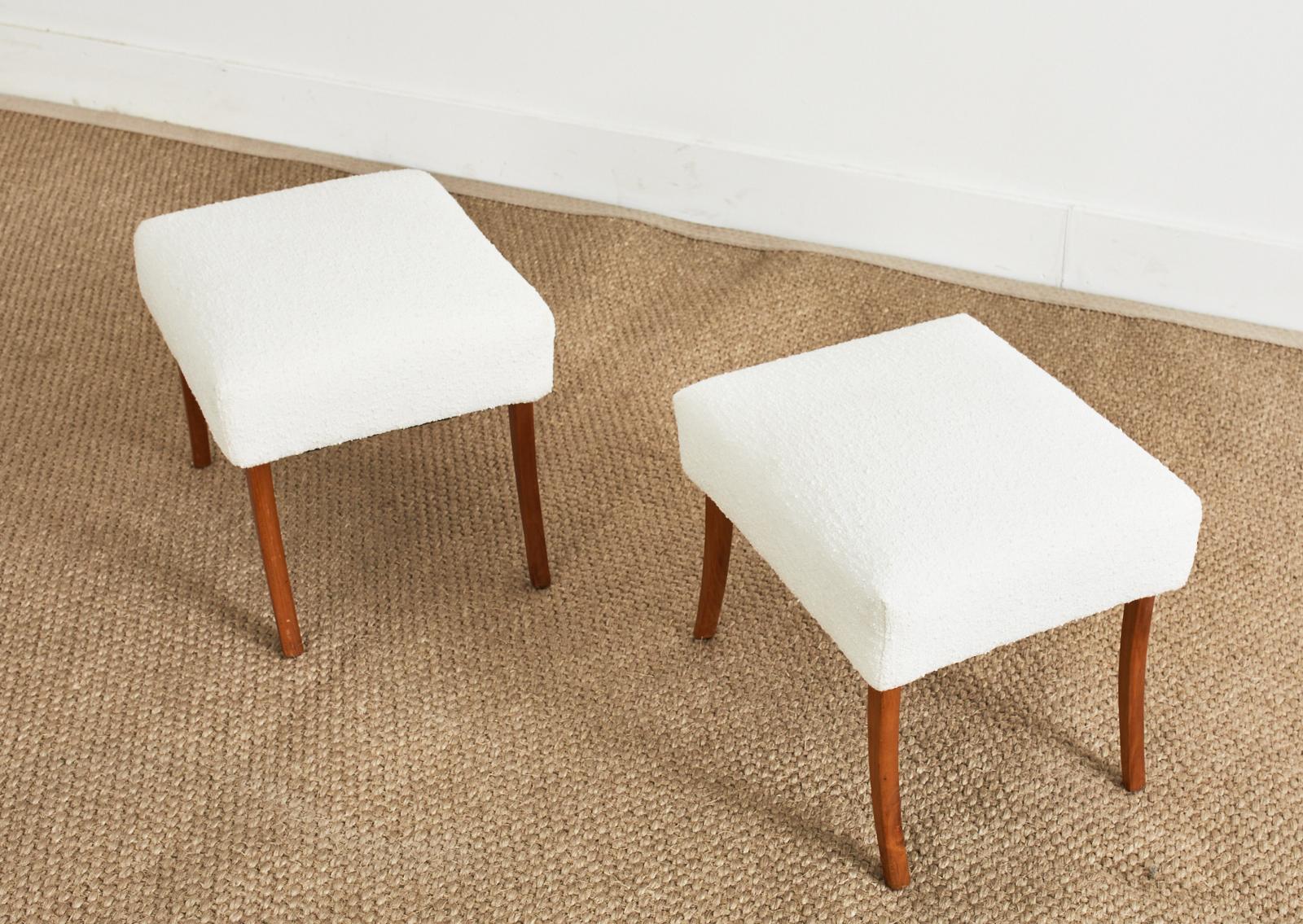Pair of Danish Modern Style Boucle Footstools 3