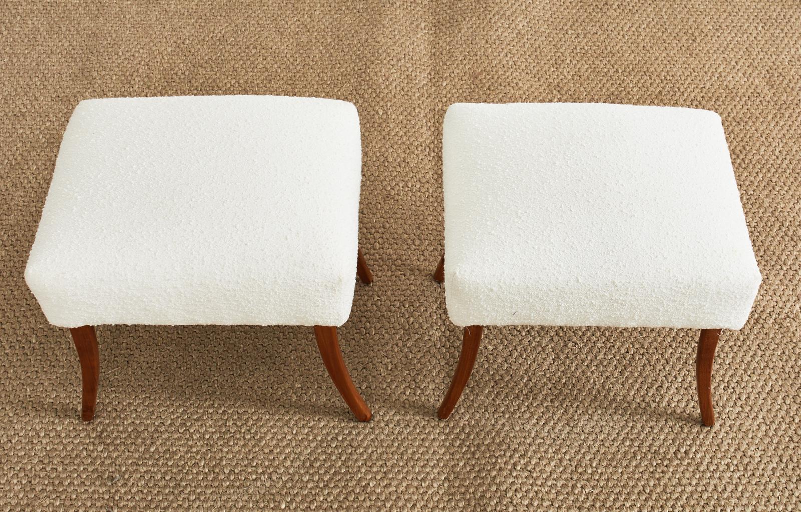 American Pair of Danish Modern Style Boucle Footstools