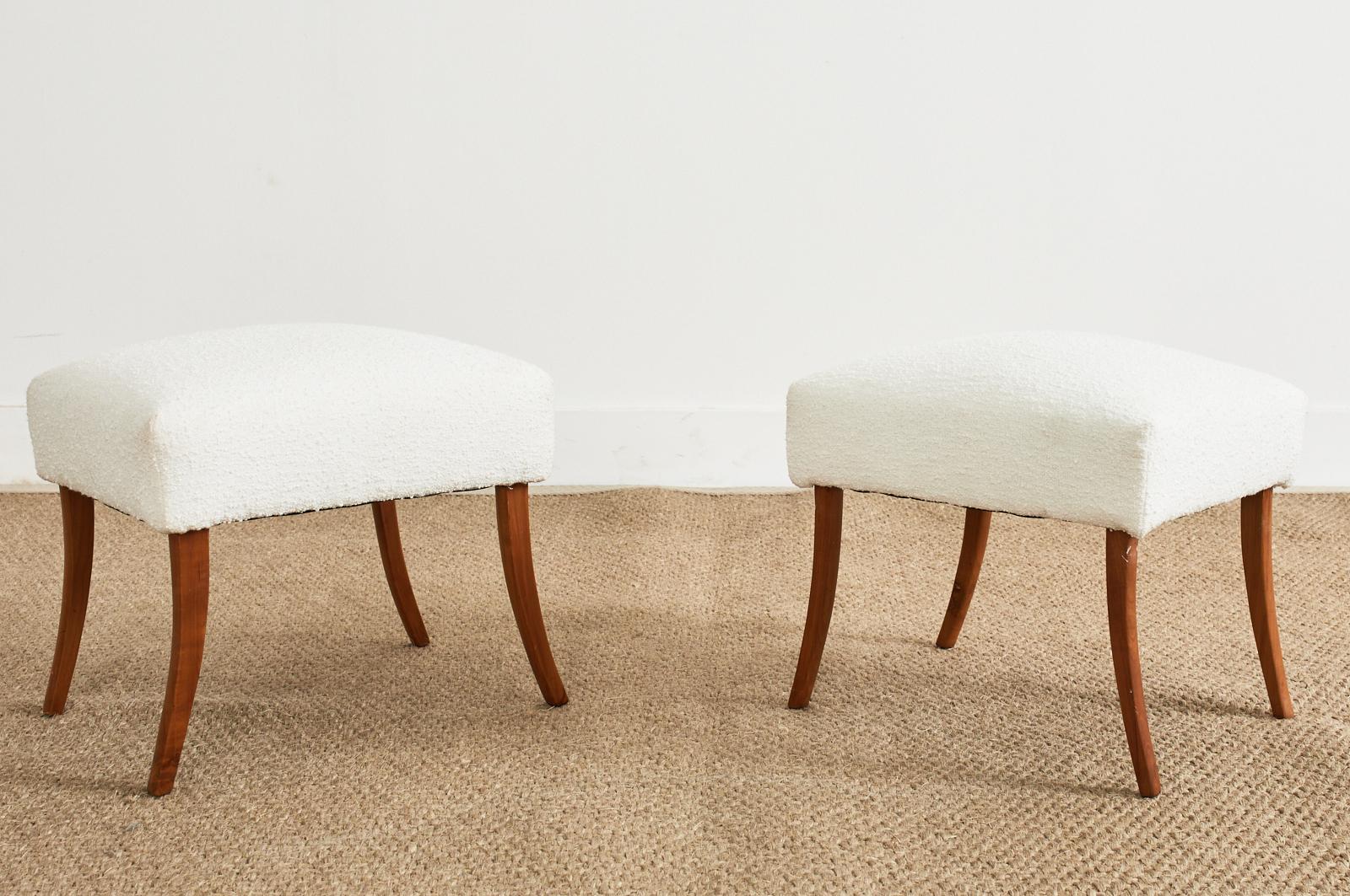 Pair of Danish Modern Style Boucle Footstools In Good Condition In Rio Vista, CA