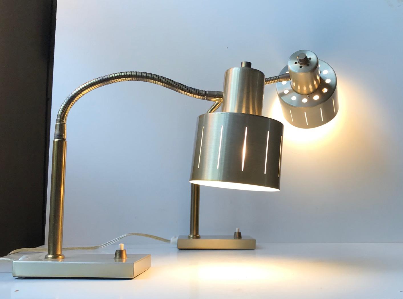 Pair of Danish Modern Table Lamps in Brass by Vitrika, 1960s In Good Condition In Esbjerg, DK