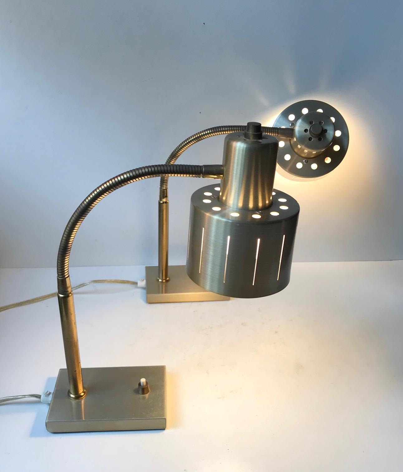 Mid-20th Century Pair of Danish Modern Table Lamps in Brass by Vitrika, 1960s
