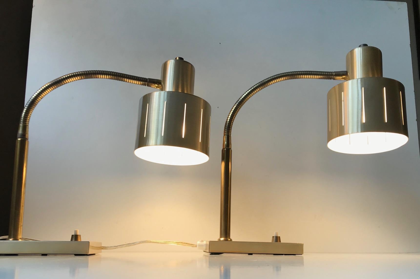 Pair of Danish Modern Table Lamps in Brass by Vitrika, 1960s 1
