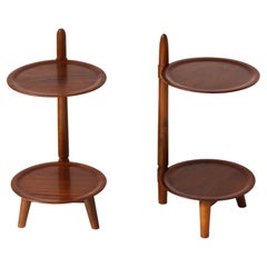 Paire de tables modernes danoises d'Edmund Jørgensen en hêtre et en noyer, années 1950