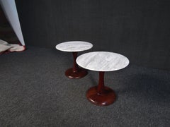 Pair of Danish Modern Tables in Marble and Walnut
