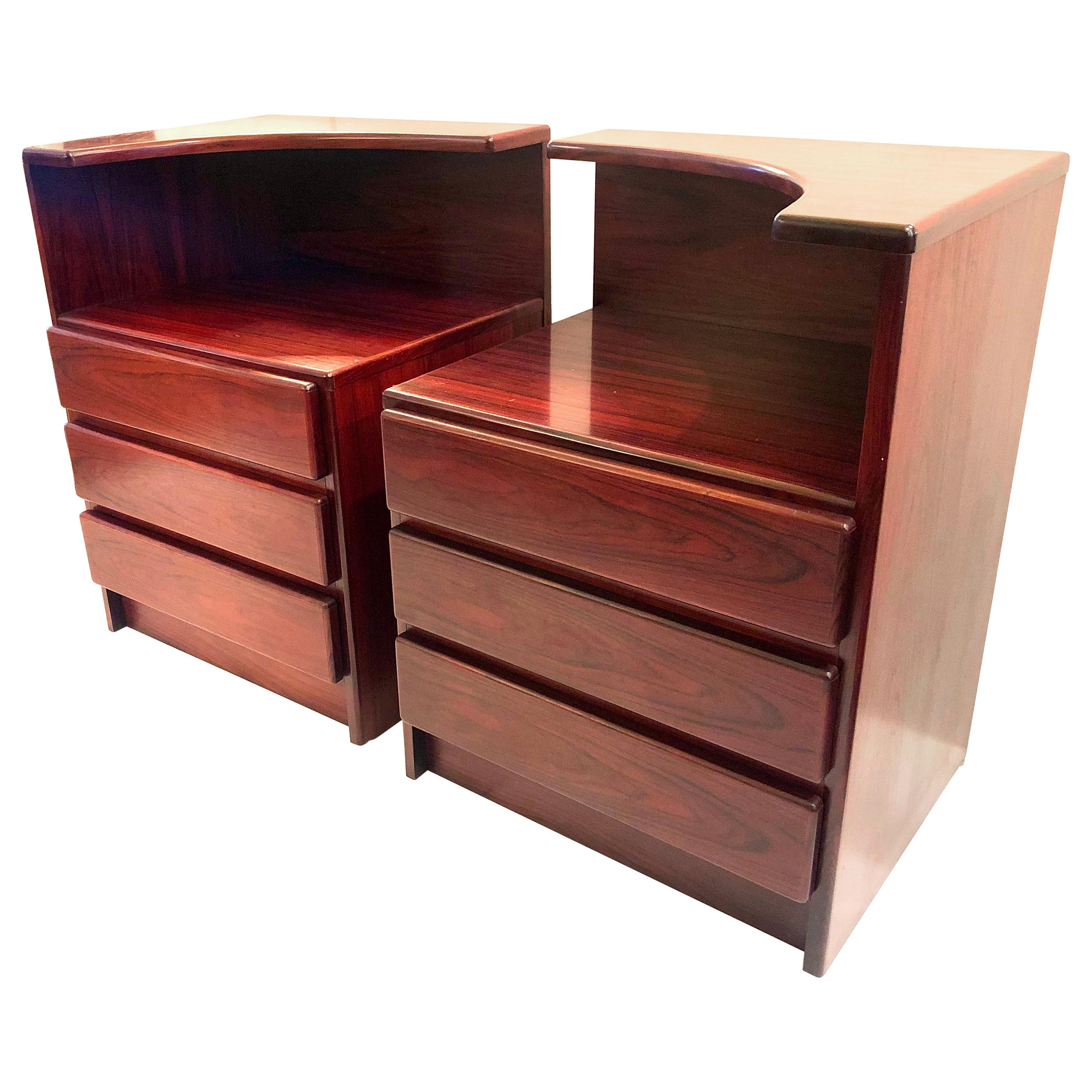 Pair of Danish Modern Tall Rosewood Night Stands/Tables
