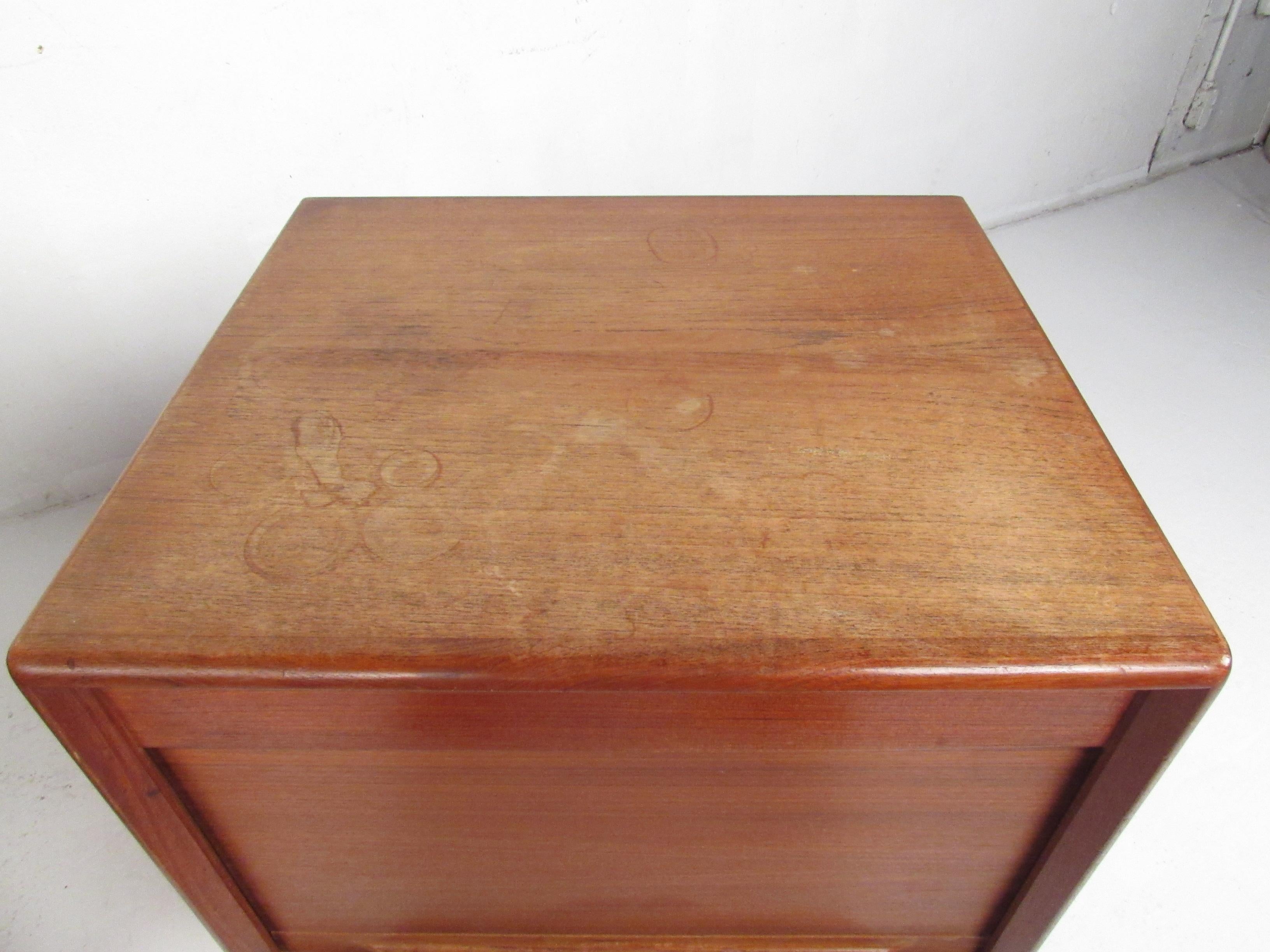 Late 20th Century Pair of Danish Modern Tambour Nightstands by Falster