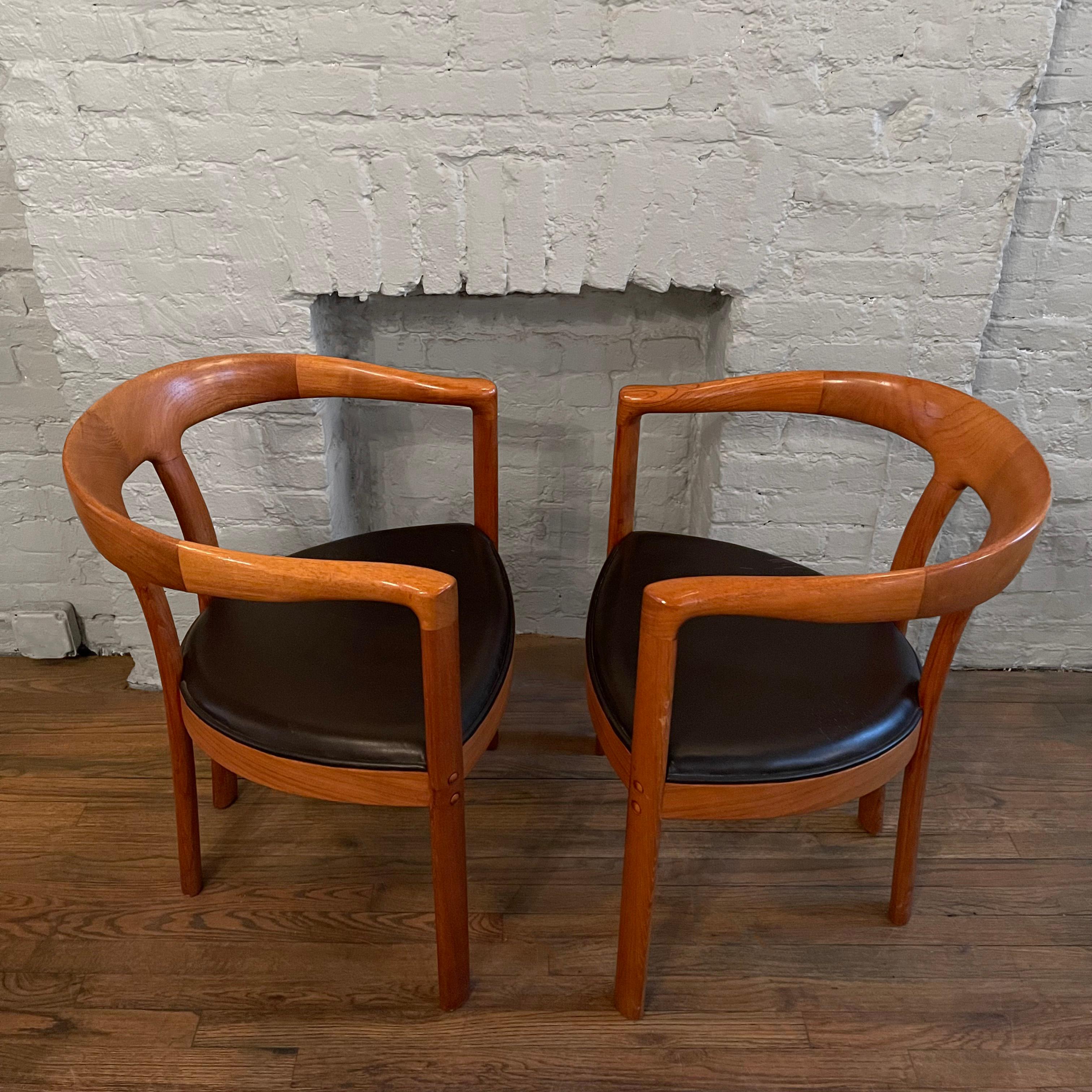 20th Century Pair of Danish Modern Teak Barrel Chairs