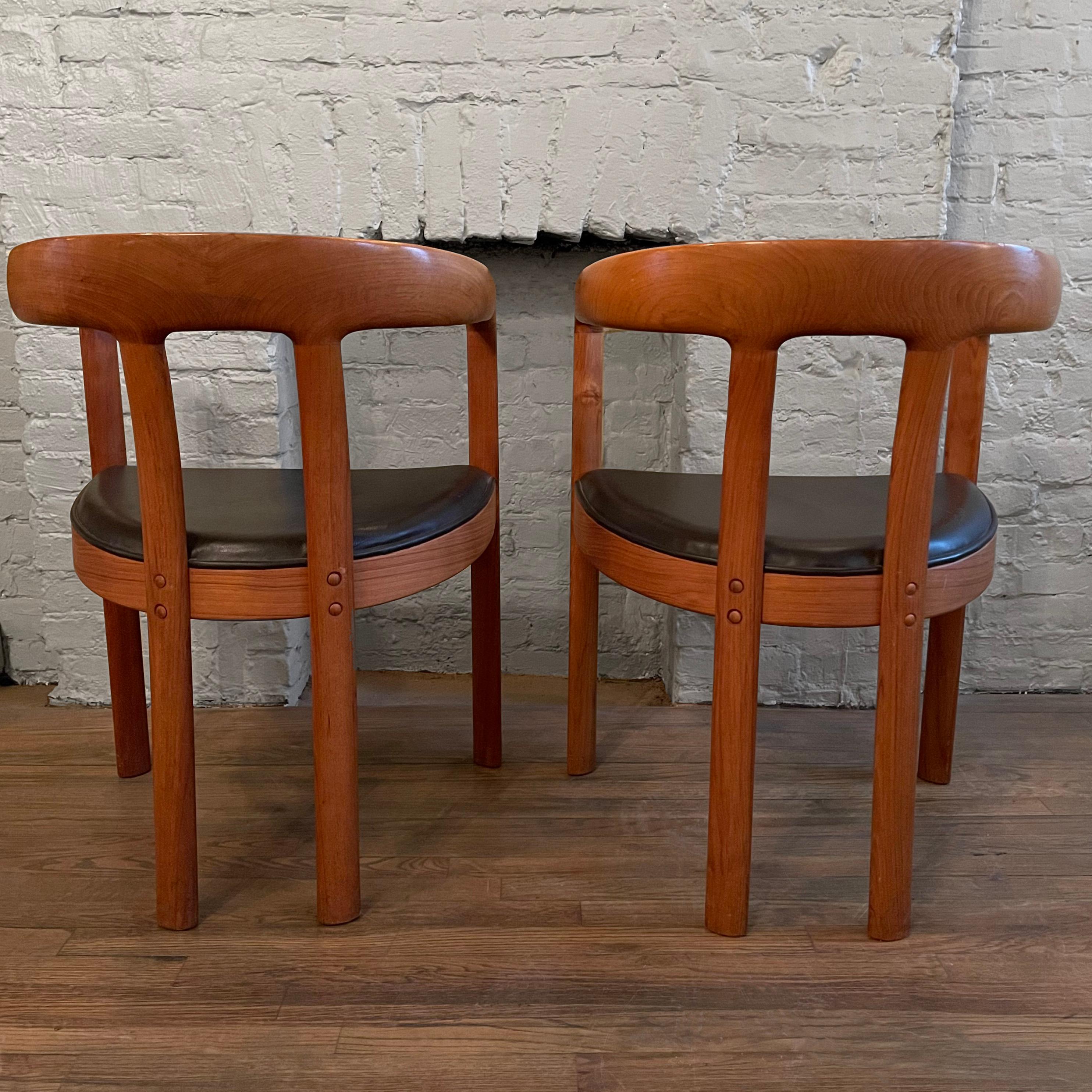 Fabric Pair of Danish Modern Teak Barrel Chairs