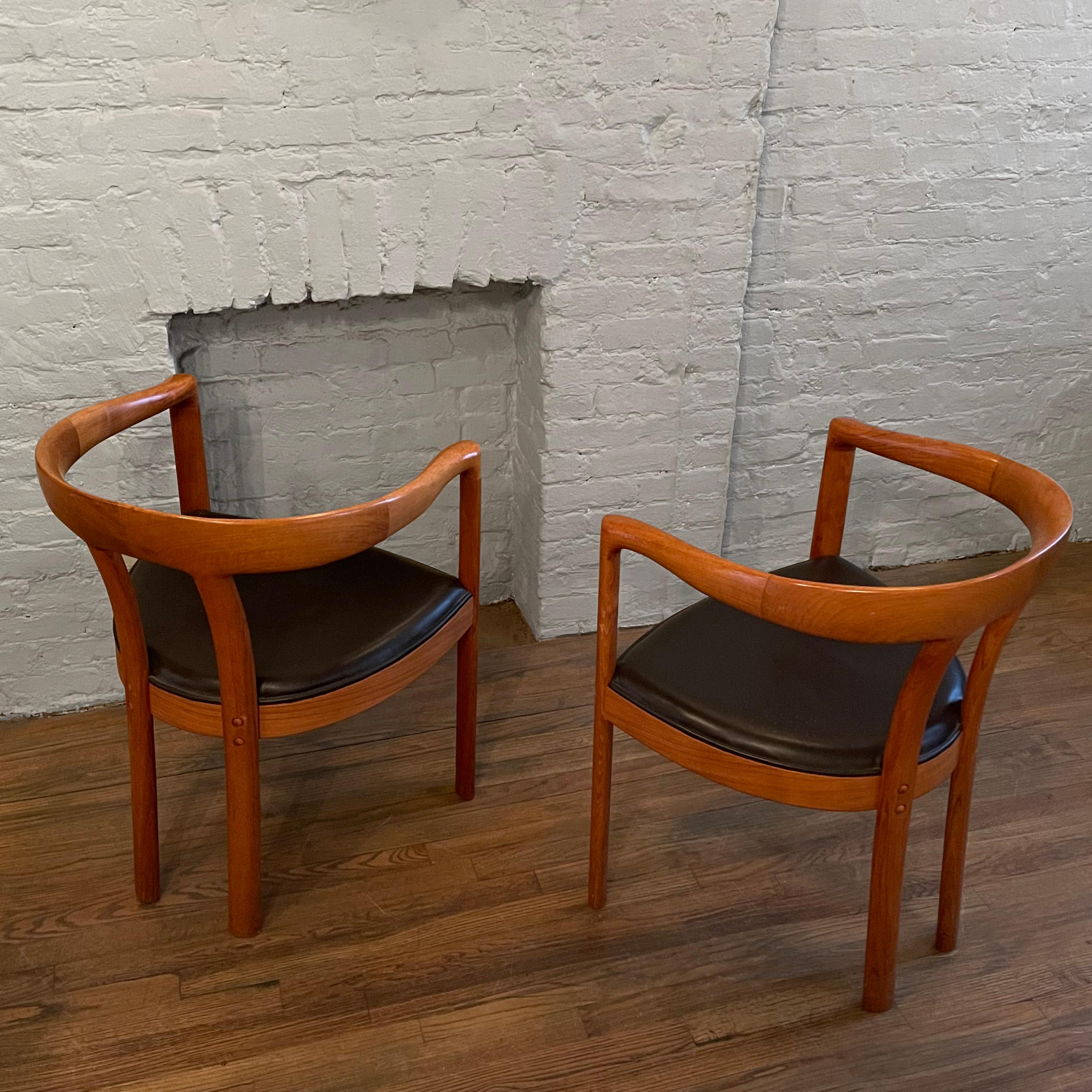 Pair of Danish Modern Teak Barrel Chairs 2
