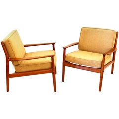 Pair of Danish Modern Teak Club Chairs by Grete Jalk for Glostrup Mobelfabrik