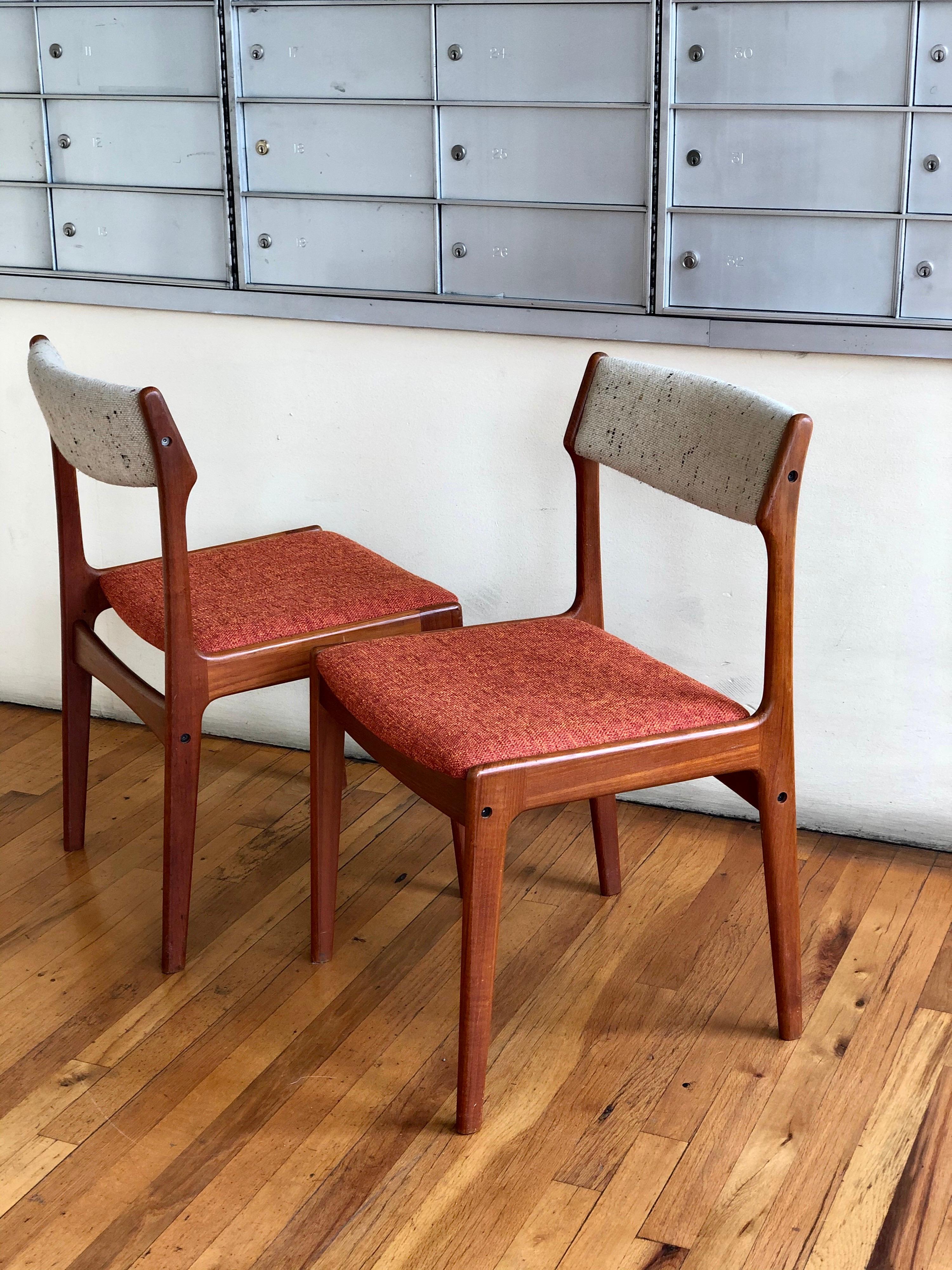 20th Century Pair of Danish Modern Teak Dining Chairs by Erik Buch