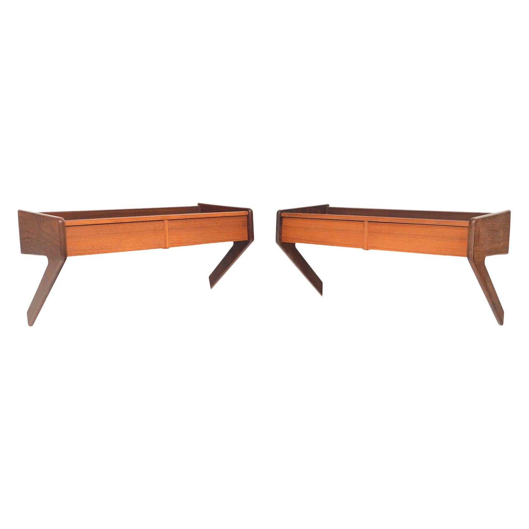 Pair of Danish Modern Teak Floating Wall Nightstands by Ølholm