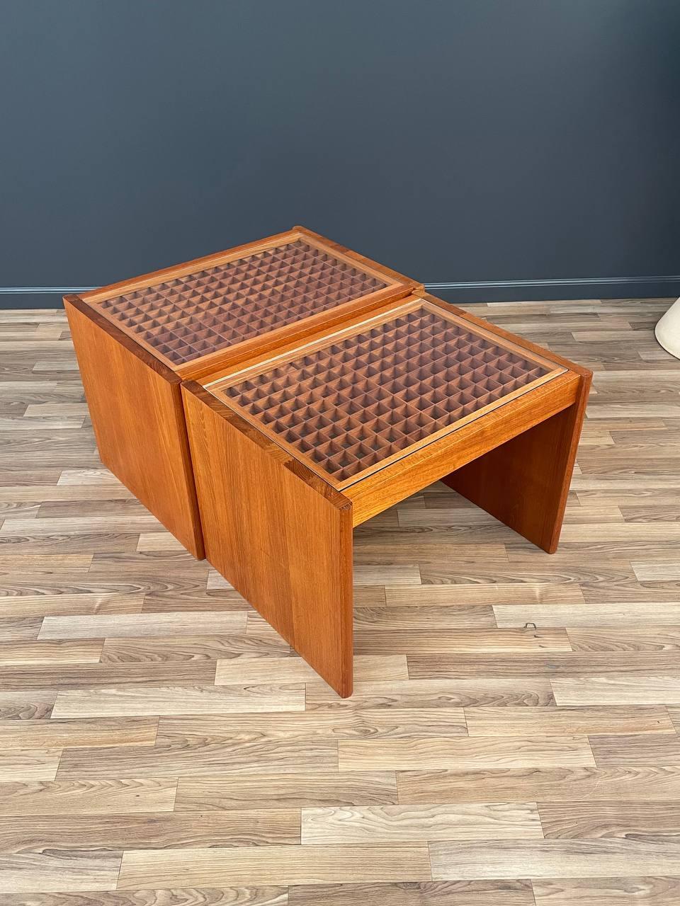 Pair of Danish Modern Teak & Glass Side Tables by Komfort 1