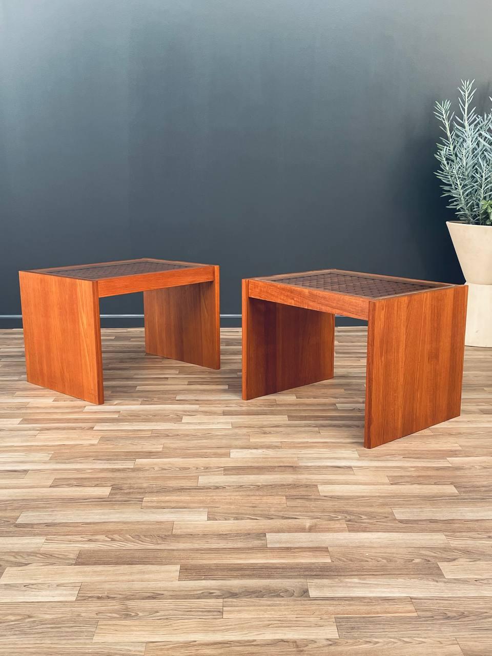 Pair of Danish Modern Teak & Glass Side Tables by Komfort 4
