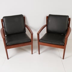 Pair of Danish Modern Teak Lounge Chairs by Grete Jalk