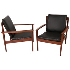 Pair of Danish Modern Teak Lounge Chairs by Grete Jalk